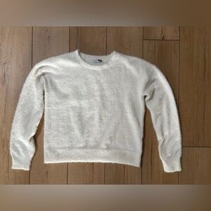 Fashion Nova Ivory Fuzzy Knit Sweater Size M Soft Cozy Pullover